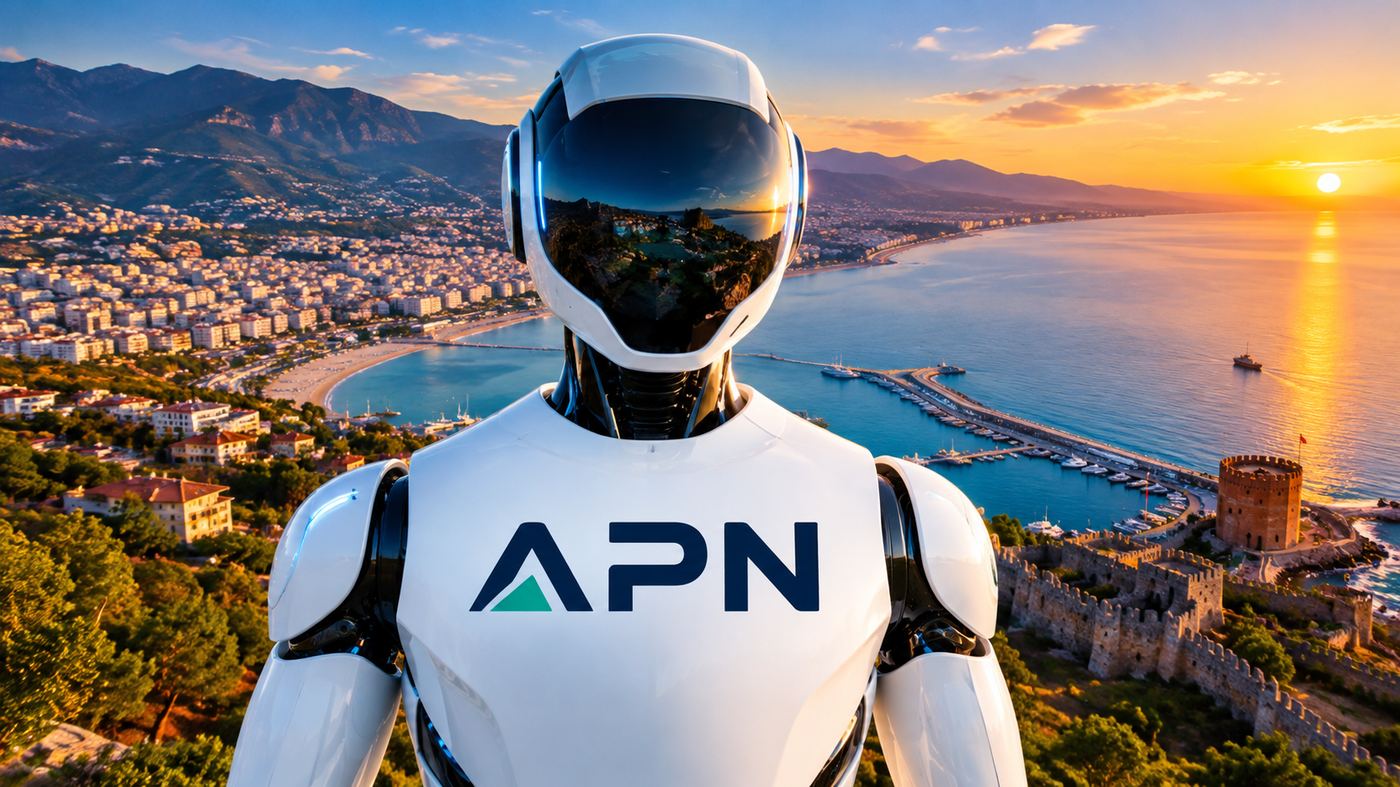 APN — AI-powered real estate network overlooking the Alanya coastline and castle